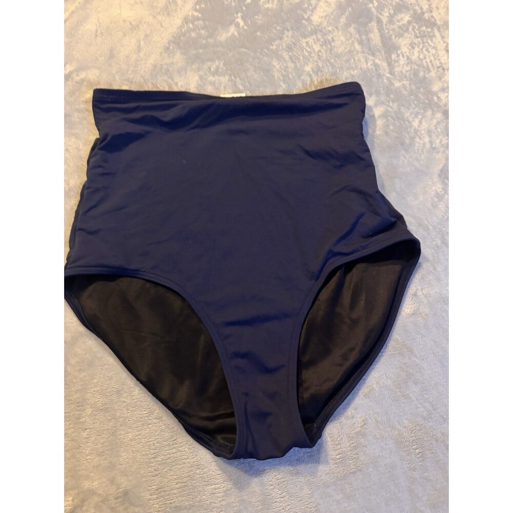 Lands End Blue High Waist Bikini Bottoms Size 10 Swimsuit Lined - Picture 2 of 8